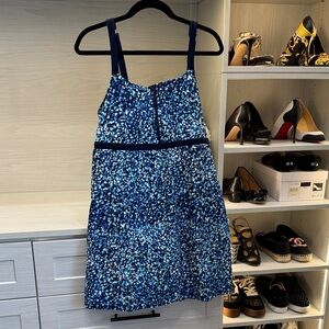 Lands End Blue Patterned Swimsuit Dress (Size XL)